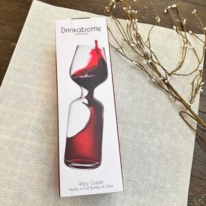 Godinger Drinkabottle 40oz Goblet Whimsical Wine Glass Container New